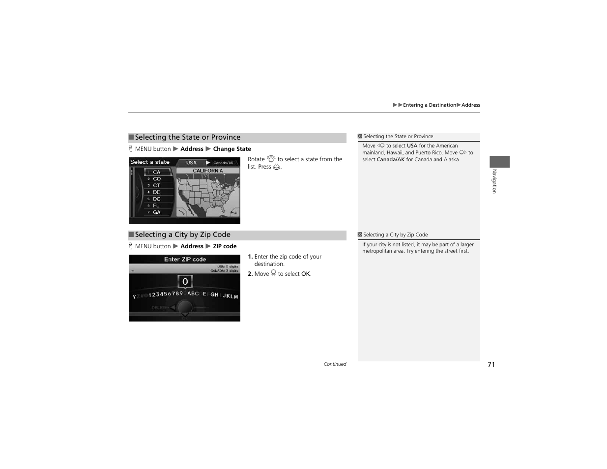 Acura 2012 ZDX Navigation User Manual | Page 73 / 251