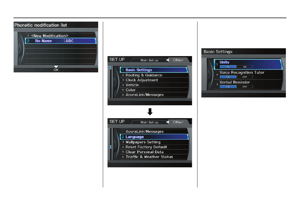 System setup | Acura 2012 TL Navigation User Manual | Page 107 / 184