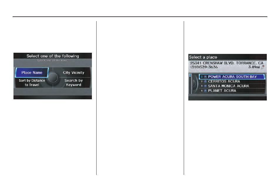 Entering a destination | Acura 2011 ZDX Navigation User Manual | Page 42 / 182