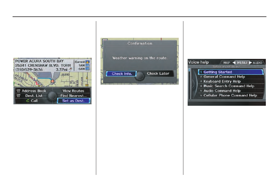 Information features | Acura 2011 ZDX Navigation User Manual | Page 87 / 182