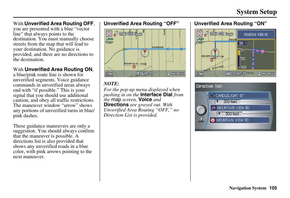 System setup | Acura 2011 RL Navigation User Manual | Page 106 / 177