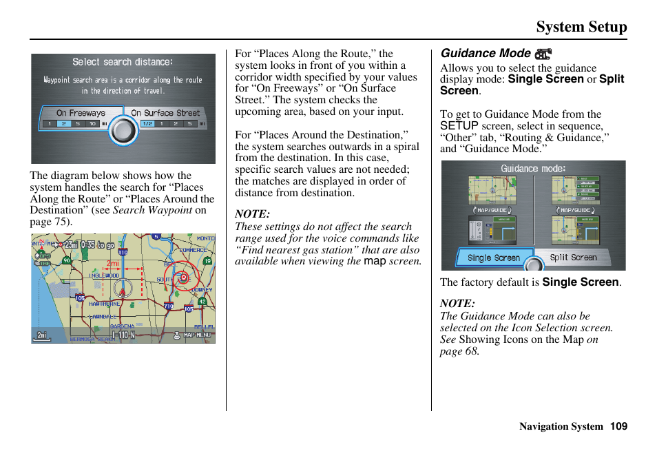 System setup | Acura 2011 RL Navigation User Manual | Page 110 / 177