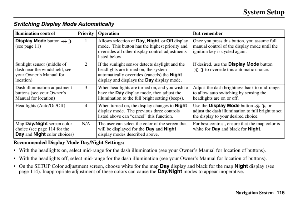 System setup | Acura 2011 RL Navigation User Manual | Page 116 / 177