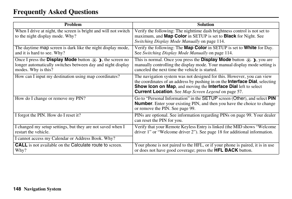 Frequently asked questions | Acura 2011 RL Navigation User Manual | Page 149 / 177