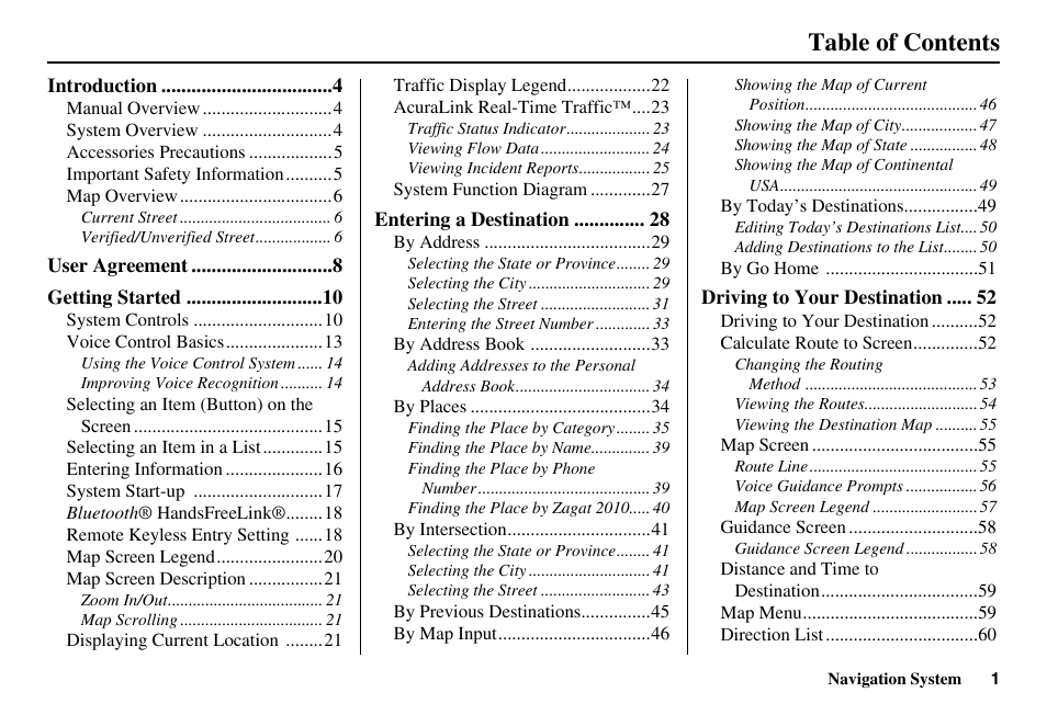 Acura 2011 RL Navigation User Manual | Page 2 / 177