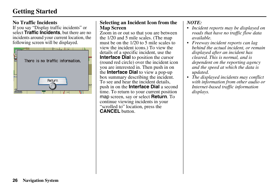 Getting started | Acura 2011 RL Navigation User Manual | Page 27 / 177