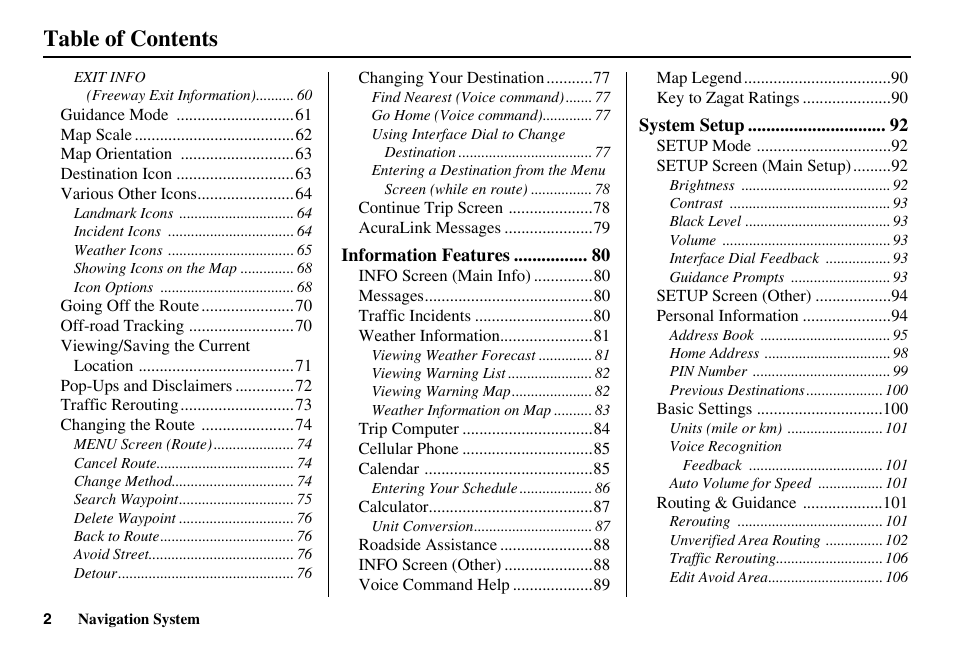 Acura 2011 RL Navigation User Manual | Page 3 / 177