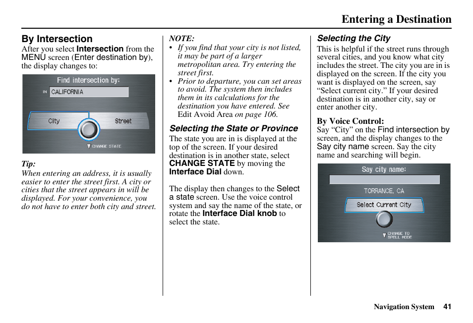 Entering a destination | Acura 2011 RL Navigation User Manual | Page 42 / 177