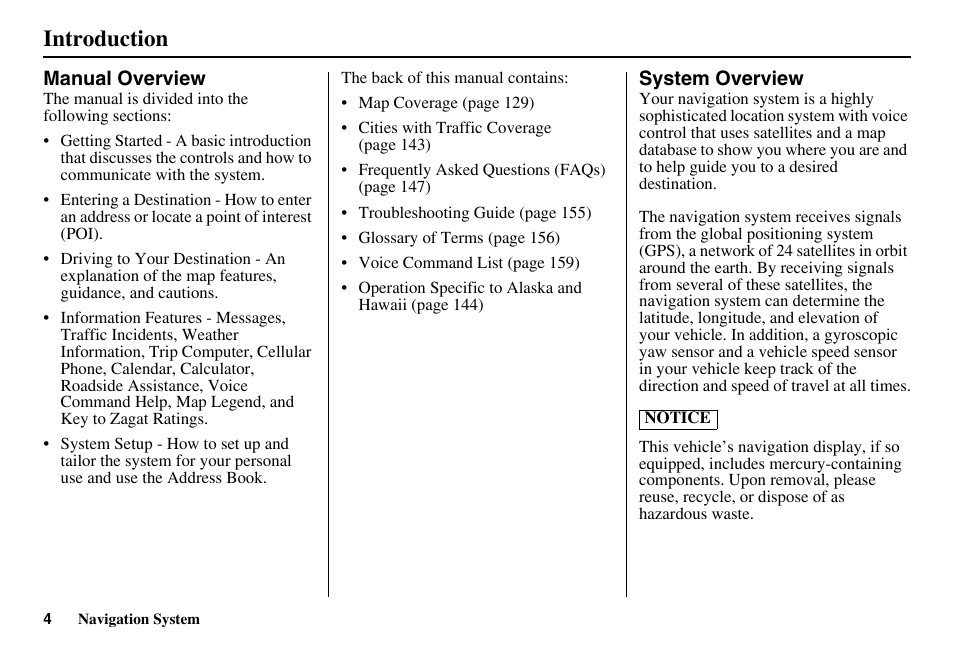 Introduction | Acura 2011 RL Navigation User Manual | Page 5 / 177