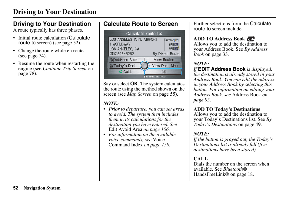 Driving to your destination | Acura 2011 RL Navigation User Manual | Page 53 / 177