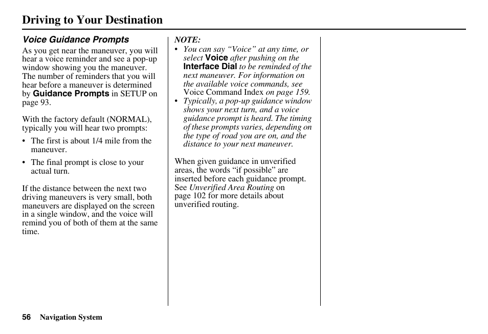 Driving to your destination | Acura 2011 RL Navigation User Manual | Page 57 / 177
