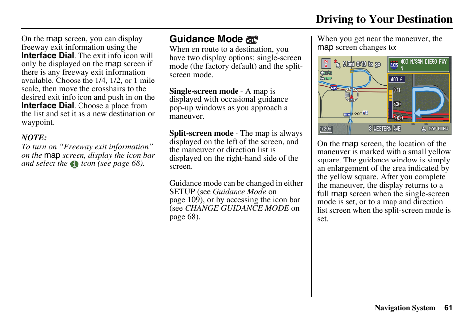 Driving to your destination | Acura 2011 RL Navigation User Manual | Page 62 / 177