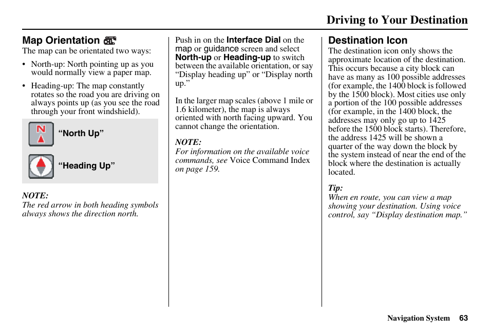 Driving to your destination | Acura 2011 RL Navigation User Manual | Page 64 / 177