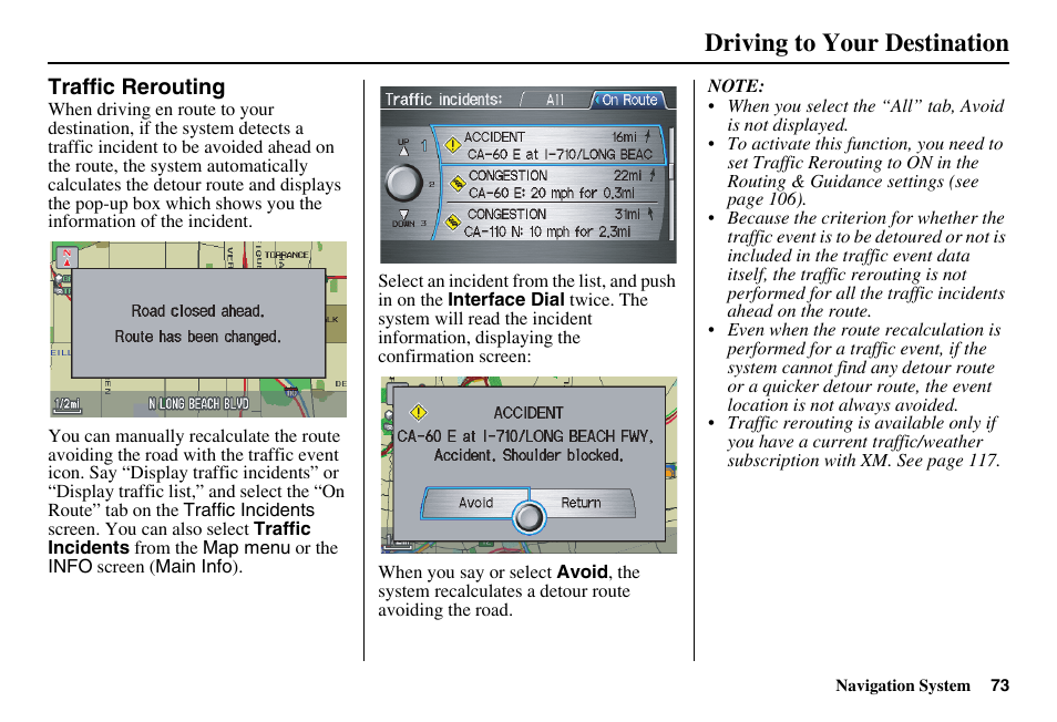 Driving to your destination | Acura 2011 RL Navigation User Manual | Page 74 / 177