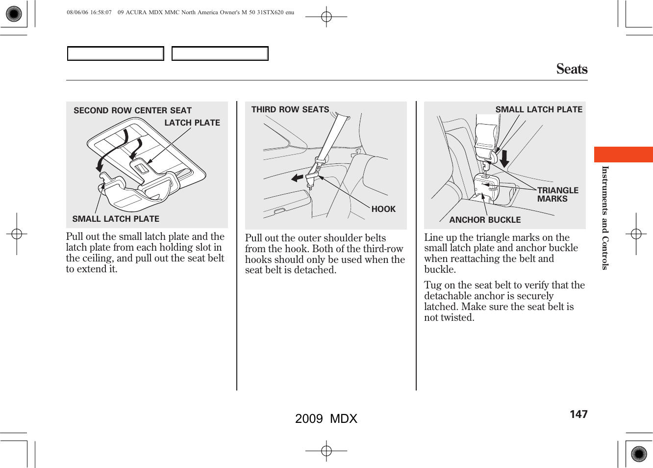 Seats, 2009 mdx | Acura 2009 MDX User Manual | Page 151 / 489