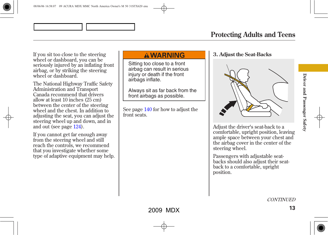 Protecting adults and teens, 2009 mdx | Acura 2009 MDX User Manual | Page 17 / 489