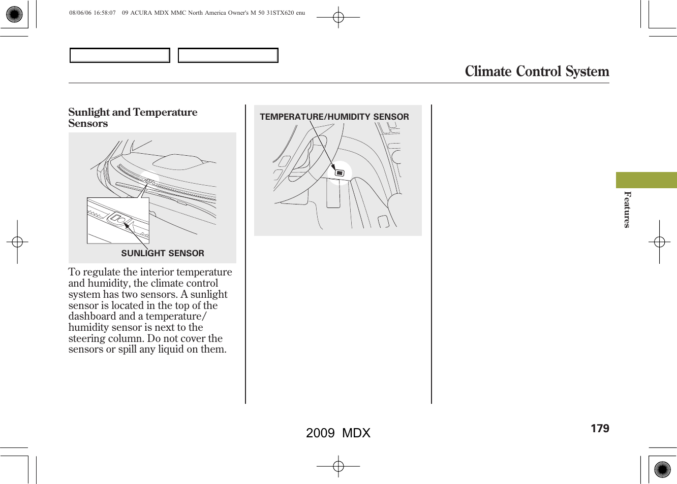 Climate control system, 2009 mdx | Acura 2009 MDX User Manual | Page 183 / 489