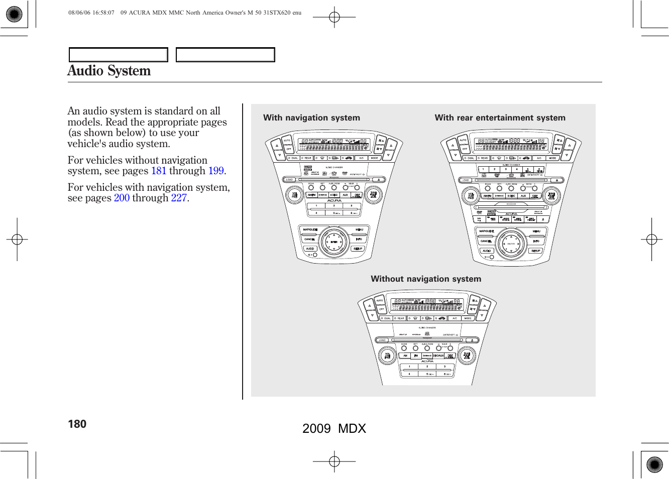 Audio system, 2009 mdx | Acura 2009 MDX User Manual | Page 184 / 489