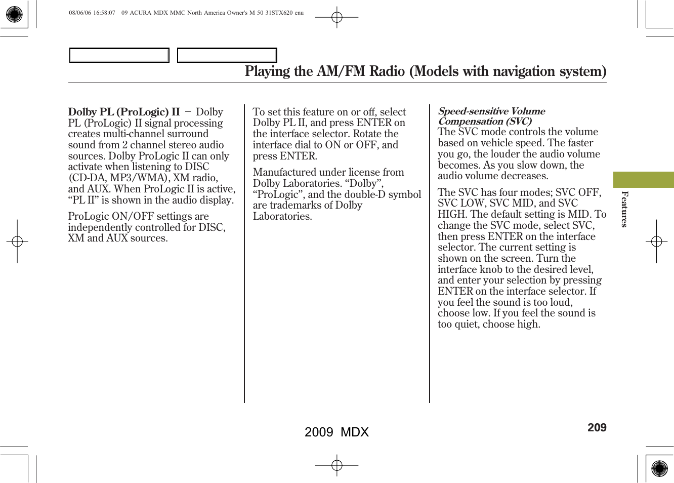 2009 mdx | Acura 2009 MDX User Manual | Page 213 / 489
