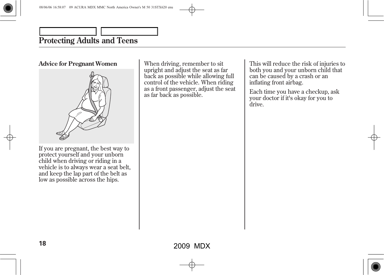 Protecting adults and teens, 2009 mdx | Acura 2009 MDX User Manual | Page 22 / 489