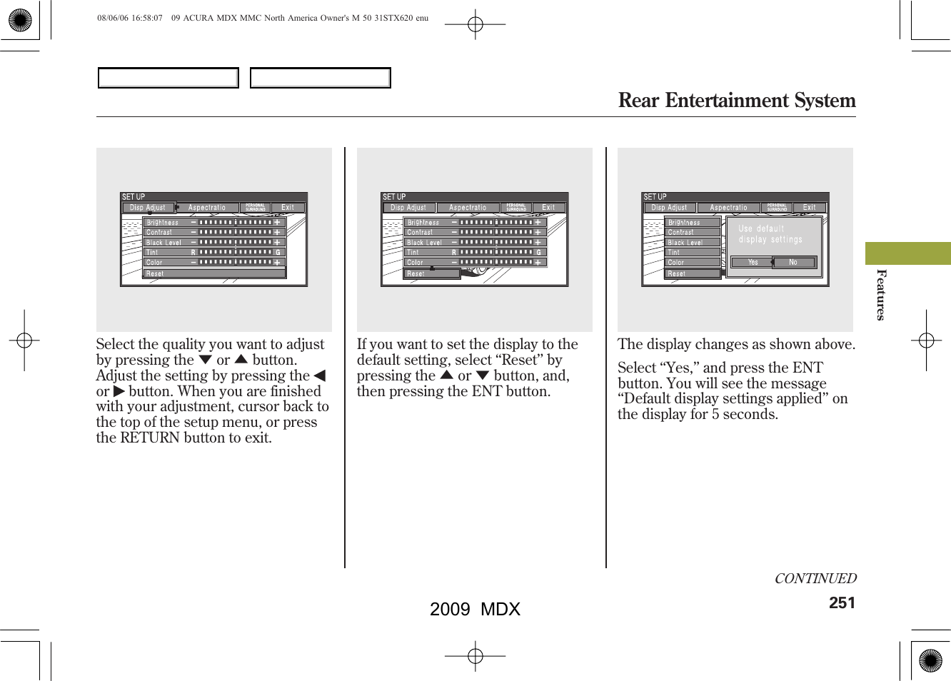 Rear entertainment system, 2009 mdx | Acura 2009 MDX User Manual | Page 255 / 489