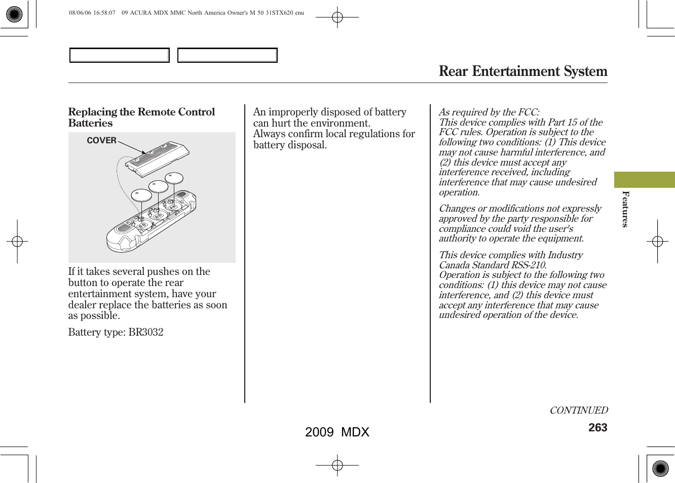 Rear entertainment system, 2009 mdx | Acura 2009 MDX User Manual | Page 267 / 489