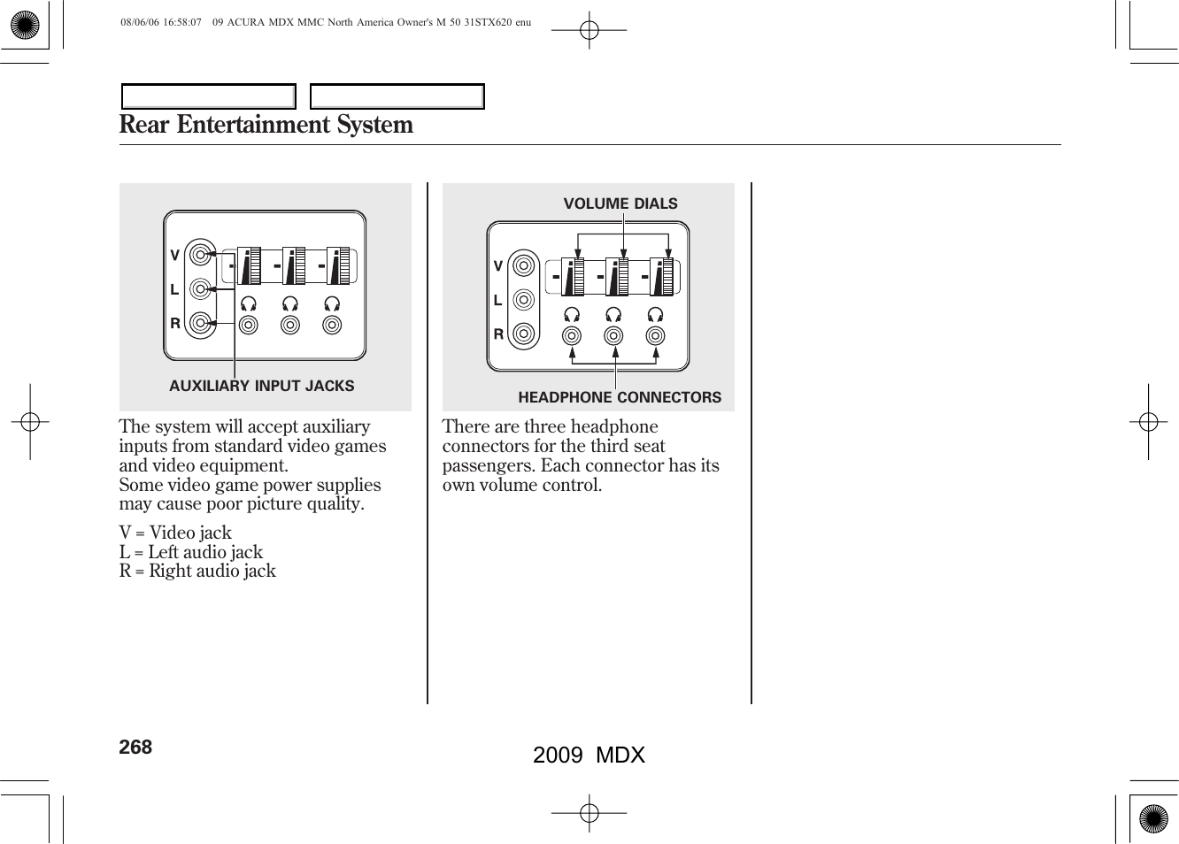 Rear entertainment system, 2009 mdx | Acura 2009 MDX User Manual | Page 272 / 489
