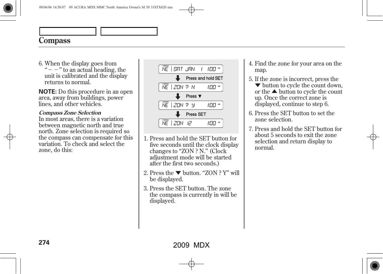 Compass, 2009 mdx | Acura 2009 MDX User Manual | Page 278 / 489