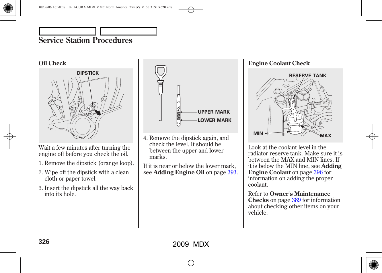 Service station procedures, 2009 mdx | Acura 2009 MDX User Manual | Page 330 / 489