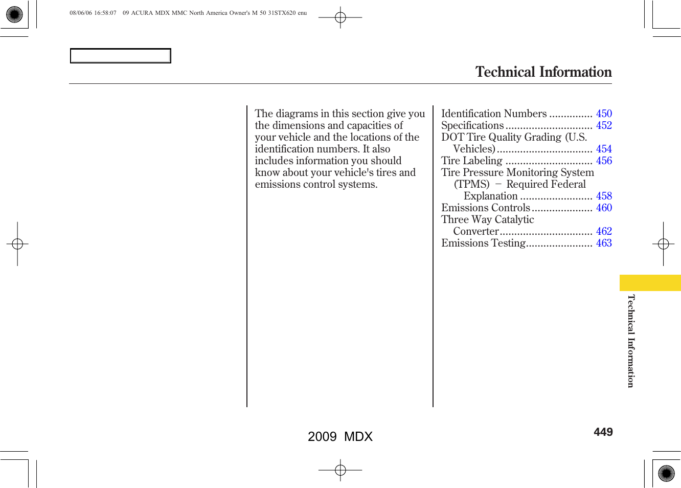 Technical information, 2009 mdx | Acura 2009 MDX User Manual | Page 453 / 489
