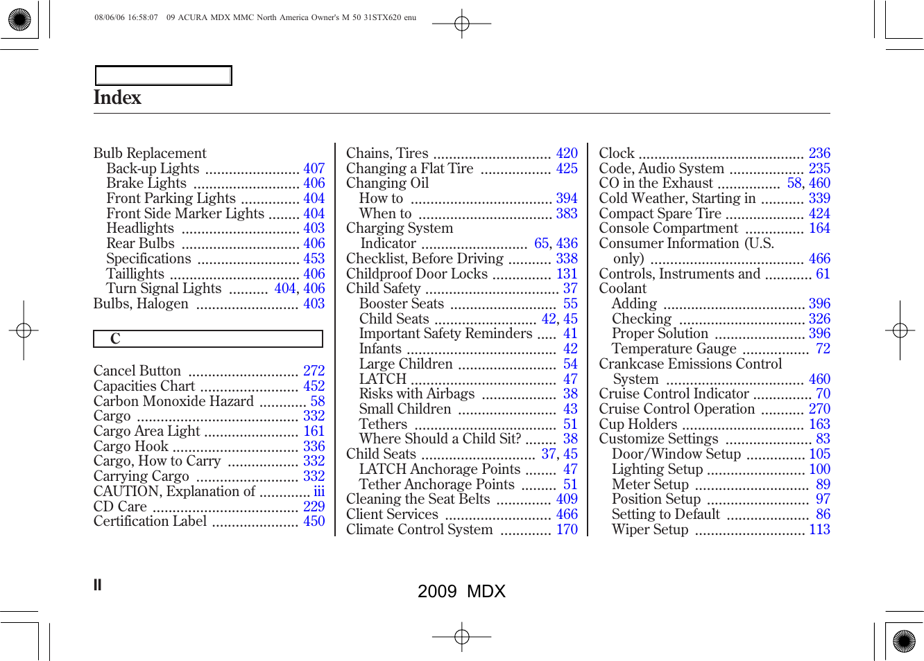 Index | Acura 2009 MDX User Manual | Page 476 / 489