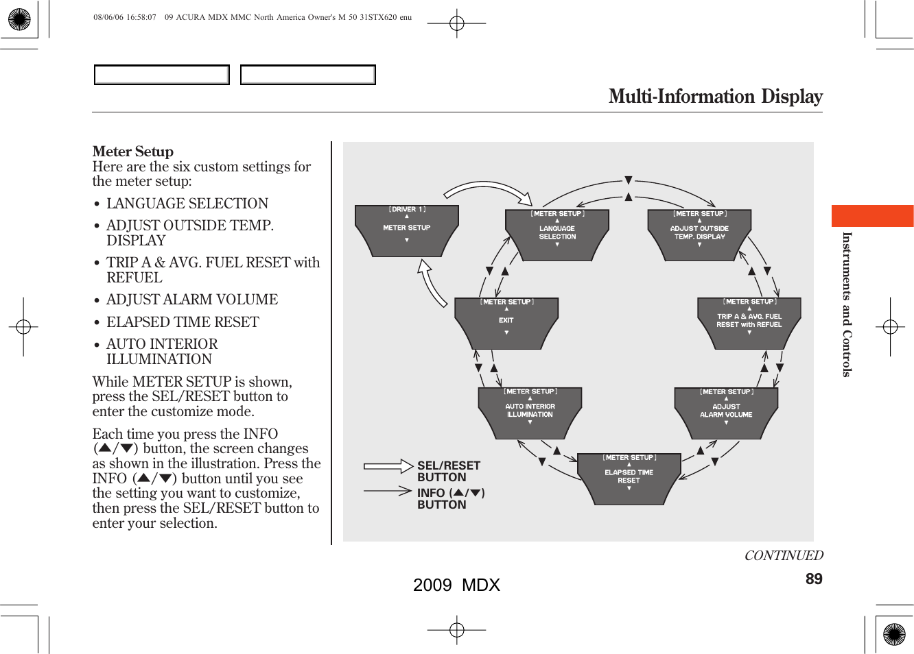 Multi-information display, 2009 mdx | Acura 2009 MDX User Manual | Page 93 / 489