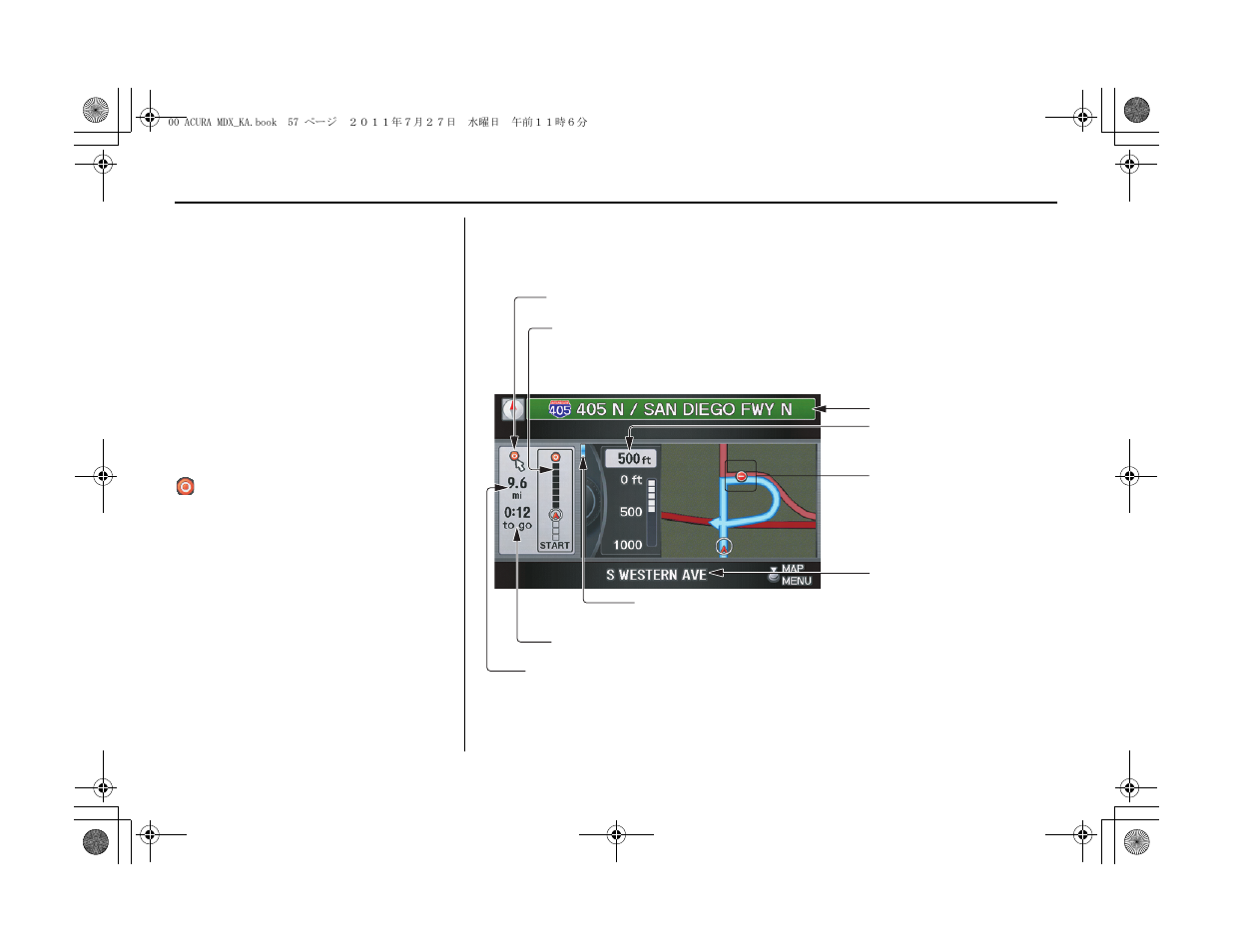 Driving to your destination | Acura 2012 MDX Navigation User Manual | Page 58 / 185