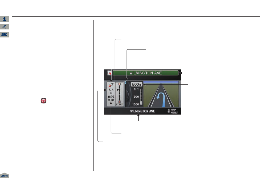 2013 tl, Driving to your destination, Guidance screen | Acura 2013 TL Navigation User Manual | Page 58 / 183