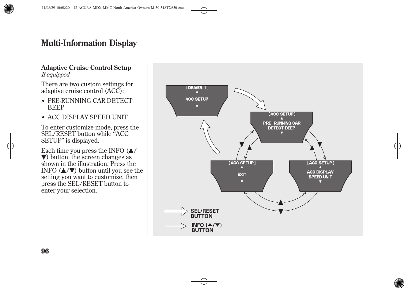 Multi-information display | Acura 2012 MDX User Manual | Page 103 / 617