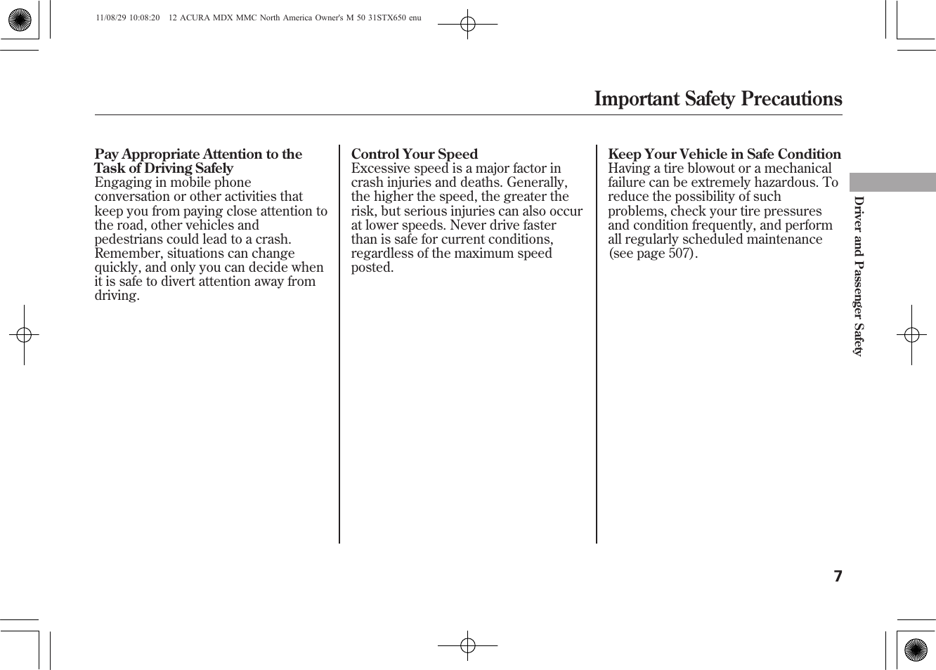 Important safety precautions | Acura 2012 MDX User Manual | Page 14 / 617