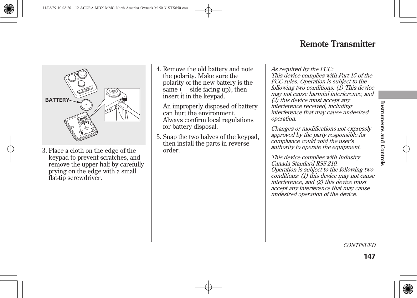 Remote transmitter | Acura 2012 MDX User Manual | Page 154 / 617
