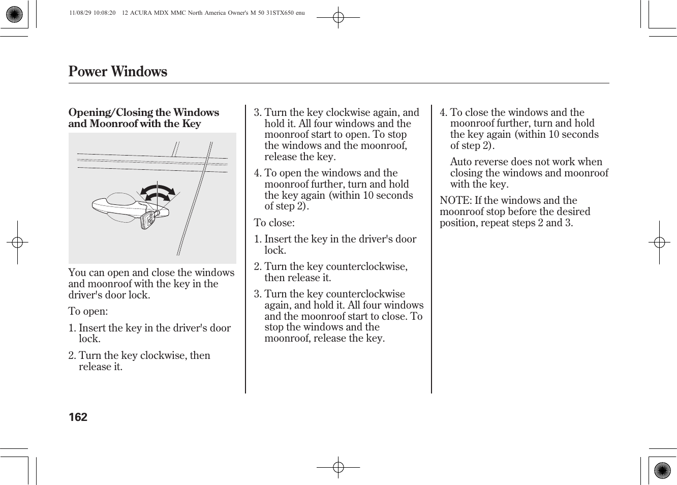 Power windows | Acura 2012 MDX User Manual | Page 169 / 617