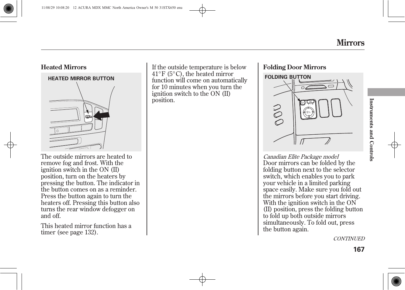 Mirrors | Acura 2012 MDX User Manual | Page 174 / 617