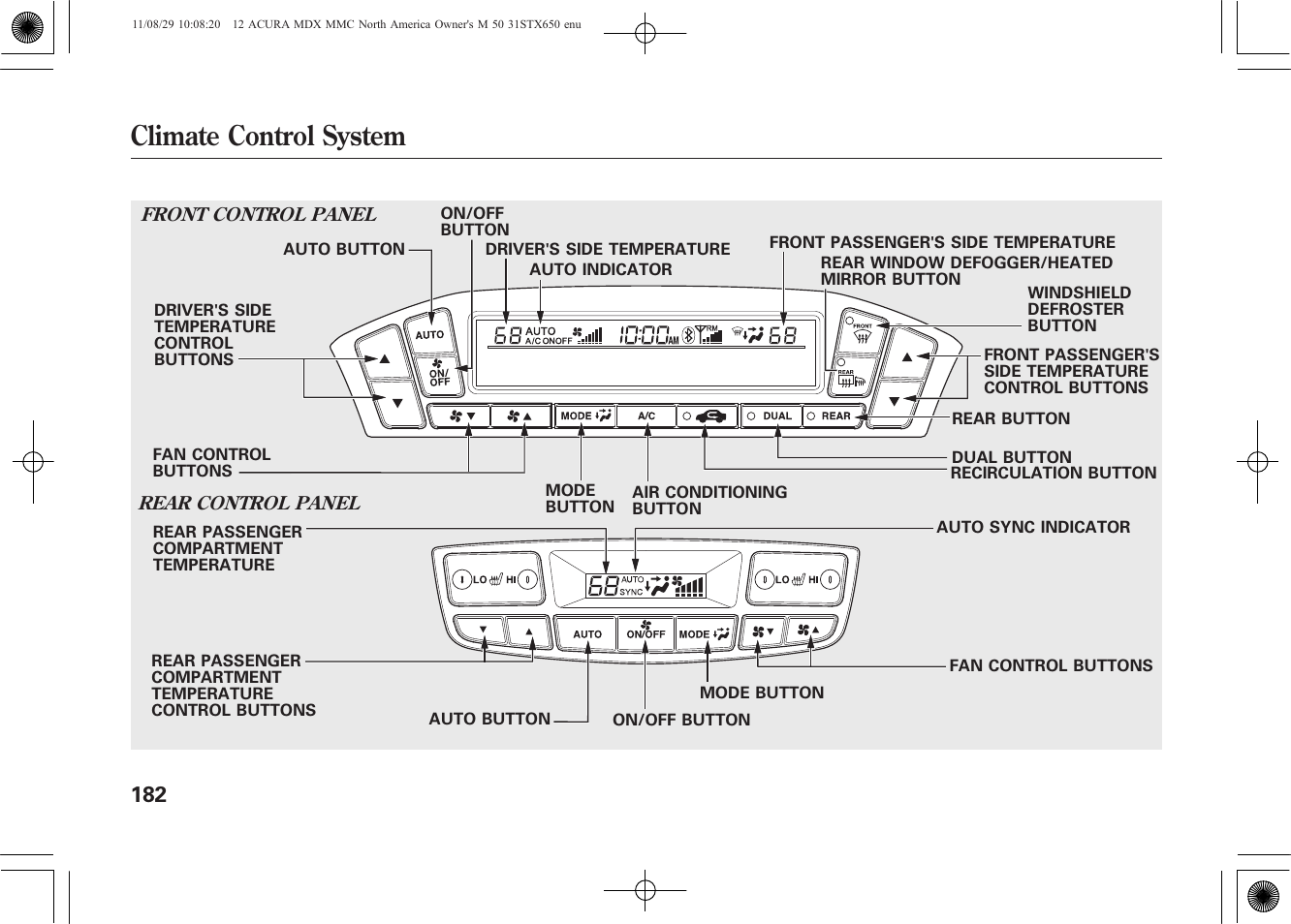 Climate control system | Acura 2012 MDX User Manual | Page 189 / 617