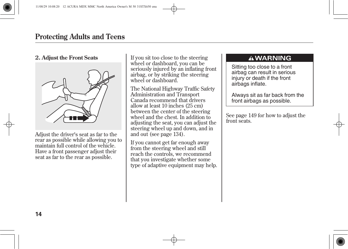 Protecting adults and teens | Acura 2012 MDX User Manual | Page 21 / 617