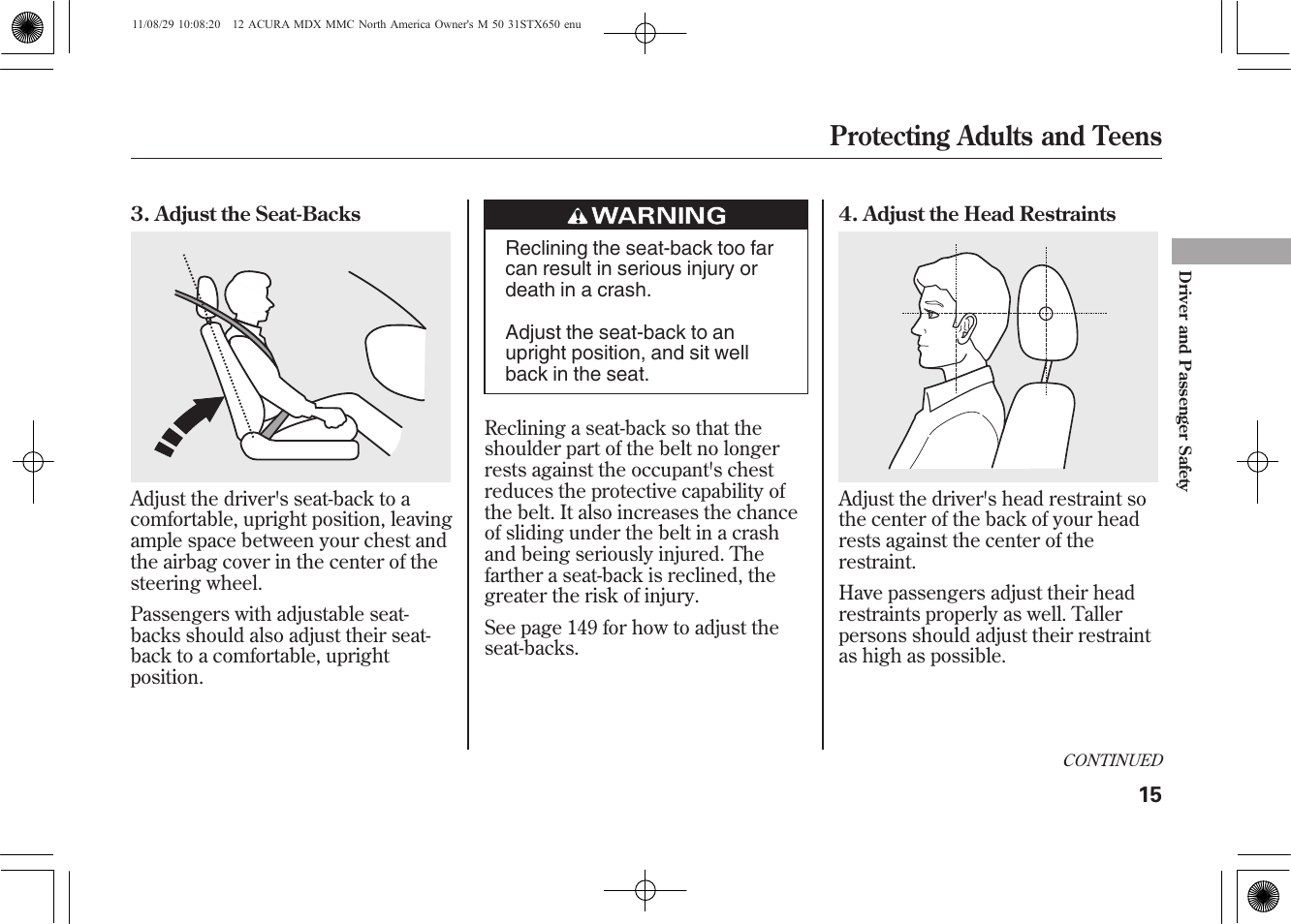 Protecting adults and teens | Acura 2012 MDX User Manual | Page 22 / 617