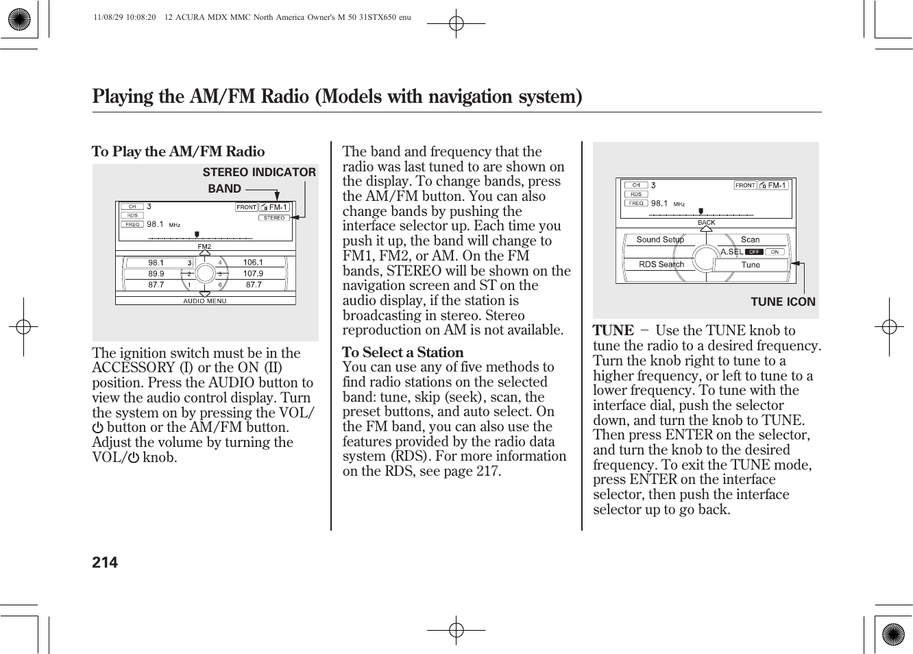 Acura 2012 MDX User Manual | Page 221 / 617