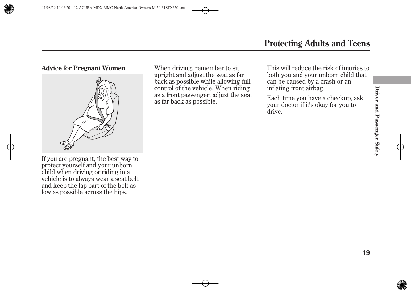 Protecting adults and teens | Acura 2012 MDX User Manual | Page 26 / 617