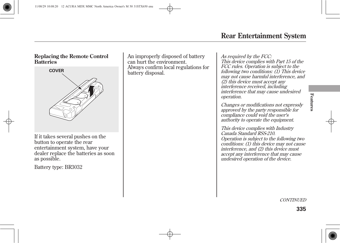 Rear entertainment system | Acura 2012 MDX User Manual | Page 342 / 617