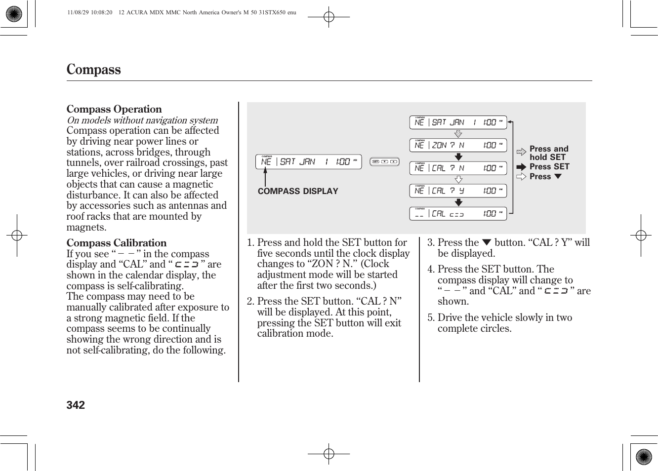 Compass | Acura 2012 MDX User Manual | Page 349 / 617