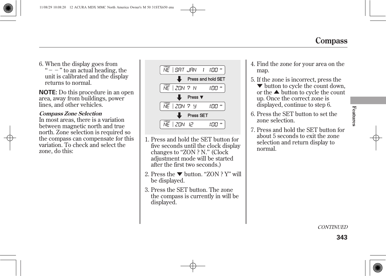 Compass | Acura 2012 MDX User Manual | Page 350 / 617