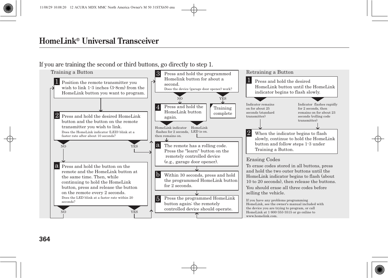Homelink, Universal transceiver | Acura 2012 MDX User Manual | Page 371 / 617