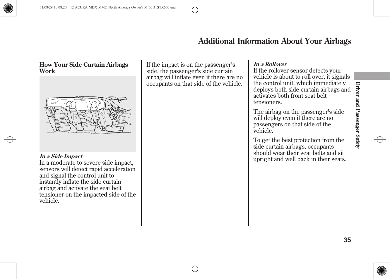 Additional information about your airbags | Acura 2012 MDX User Manual | Page 42 / 617