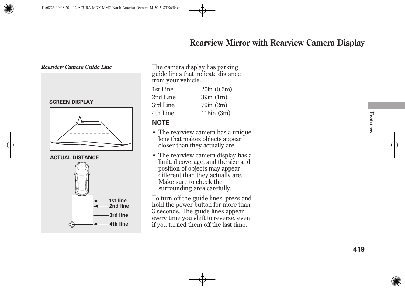 Rearview mirror with rearview camera display | Acura 2012 MDX User Manual | Page 426 / 617